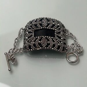 Antique Cut Steel Shoe Buckle Bracelet | Victorian Revival Statement Jewelry